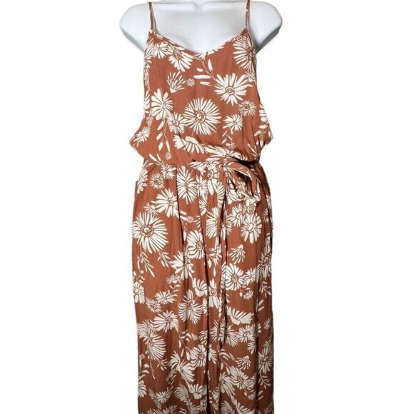 SO Goods for Life Women's Floral Jumpsuit Pants Summer Sleeveless Brown Small - Picture 1 of 9